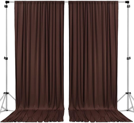 AK TRADING CO. 10 feet x 8 feet IFR Polyester Backdrop Drapes Curtains Panels with Rod Pockets - Wedding Ceremony Party Home Window Decorations - Brown