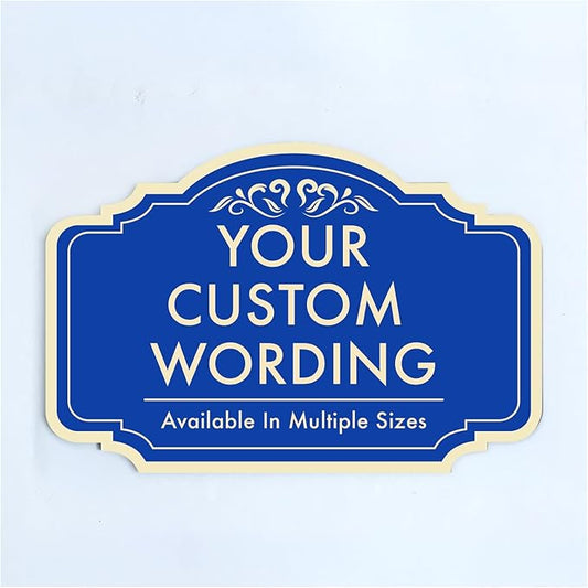 Custom Decorative Outdoor Metal Sign - Personalized Aluminum Driveway Sign, Waterproof, Made in USA - Design 2 Blue Steel 24x18 In