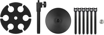 Multi Microphone Holder, Wired and Wireless Mic Holder for Stand, Hold Up to 6 Microphones, Aluminum, Black with stand (Desk)