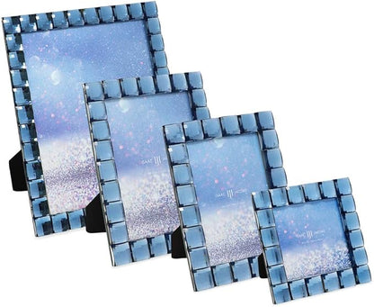 Isaac Jacobs Decorative Sparkling Navy Jewel Picture Frame, Photo Display & Home Décor (5x7, Navy)