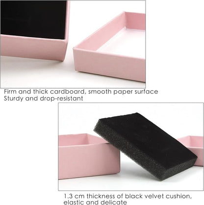 Gift Box Necklace Earring Ring Box Gift Box,12 Pieces Square Cardboard Jewelry Gift Boxes,Cotton Filled Cardboard Paper Jewelry Box Gift Case (3.5x3.5x1.25 Inches) (Pink)