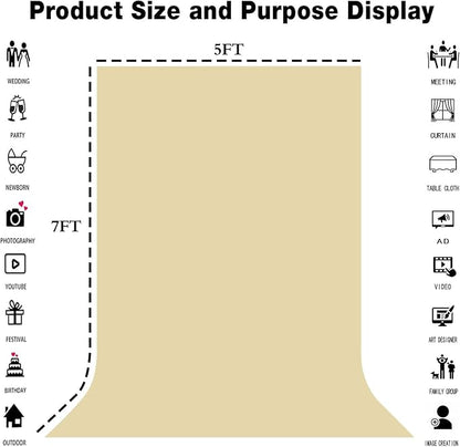 Tan Portrait Backdrop 8x10ft Zoom Meeting Photo Studio Shooting Props
