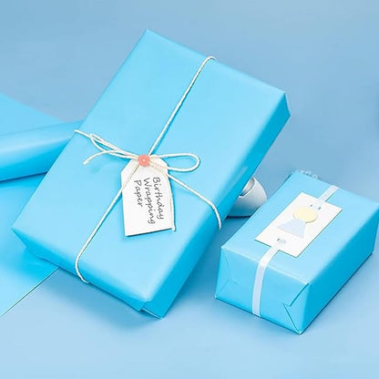 Vanhench 17.5"×963" (80 1/4FT) Blue Wrapping Paper, Sky Blue Kraft Paper Roll for Wedding/Fathers Day/Birthday/Baby Shower/Bouquet Flower Wrapping, Solid Color Blue Bulletin Board Paper