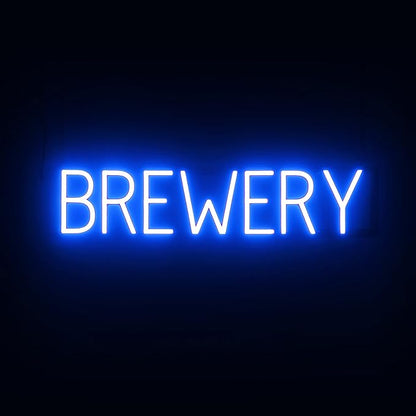 SpellBrite BREWERY Sign | Beer-Related Sign with Neon Look, Blue LED Light Source | 29.1" x 6.3"
