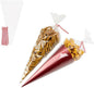 EKAPACKAGING 100Pcs 6x10 Inches Clear Cone Shaped Treat Cellophane Bags Twist Tie Triangle Christmas Party Favor Cotton Candy Bags With Ties For Popcorn, Chocolates, Ice Cream Cone