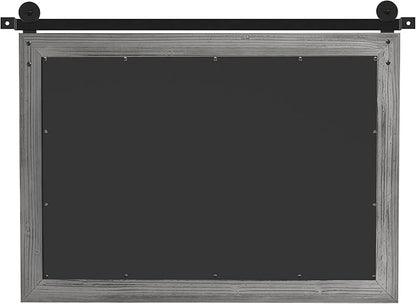 COGOOD Farmhouse Barn Door Mirror - 29" x 22" Rustic Wood Framed Wall Mirror for Bathroom, Living Room, Entryway Wall Decor (Grey)