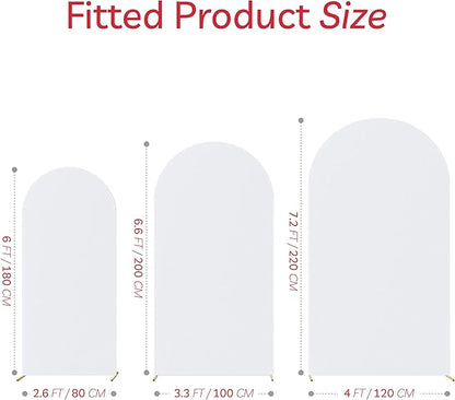 Spandex Anti Wrinkle Arch Backdrop Cover - High Elastic Fitted Arch Stand Cover Set of 3, White Round Top Chiara Backdrop for Wedding Birthday Party Garden Decor 6Ft, 6.6Ft, 7.2Ft