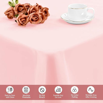 12 Pack Pink Tablecloths for Rectangle Tables 60 x 102 Inch Pink Polyester Tablecloth 6 Foot Rectangle Table Cloth Washable Fabric Table Cover for Party Wedding Banquet Restaurant Events