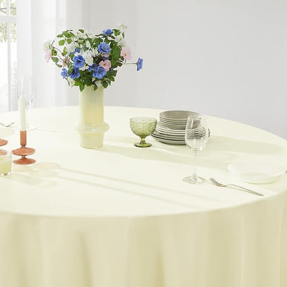 Round Tablecloth 120 Inch Tablecloth 6 Pack Ivory Table Cloths Washable Decorative Polyester TableClothes Cover for Dining Table Banquets Buffet Parties and Wedding