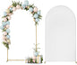 Skypatio 7.2FT Wedding Metal Arch Backdrop Stand with White Backdrop Cover, Balloon Gold Arch Stand for Birthday Party Baby Shower Wedding Decoration Stand for Backdrop