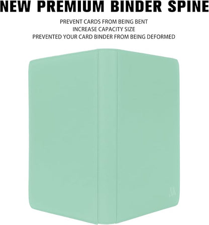 Premium 1000+ Pockets Card Binder,16 Pockets Trading Card Binder Ringless Side Loading Trading Card Album Folder for TCG - Light Green