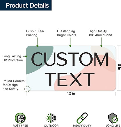 Custom Sign, Custom Street Sign, 11 Font Colors, 13 Font Styles, 4 Hole Options, 22 Sizes, 6x12 Inches, Rust Free DiBound, Fade Resistant, Made in USA by My Sign Center (Minimalist)