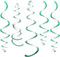 Green Party Hanging Swirl Decorations Plastic Streamers for Ceiling, Pack of 28