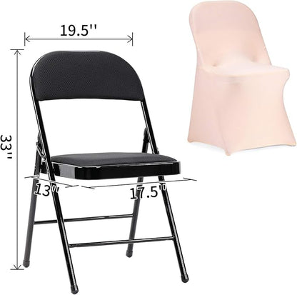 Peomeise Stretch Spandex Folding Chair Cover for Wedding Party Dining Banquet Event (Blush Pink,6pcs)