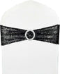 100 Pcs Chair Sashes Sequin Stretch Chair Bands Spandex Polyester Bows for Party Hotel Wedding Banquets Decoration - Black