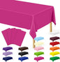 QZYL 4 PCS Rose Red Plastic Tablecloths for Rectangle Tables, 54 x 108 Inches Stain Resistant Table Cover of Baby Shower Decorations, Disposable Tablecloth for Parties, Weddings, Birthday Tablecloth