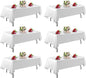 6 Pack White Table Cloth Rectangle Table 60 x 84 Inch Tablecloths for 6 Foot Rectangle Tables. Stain and Winkle Resistant Polyester Washable WhiteTable Cloths for Parties Wedding Dining