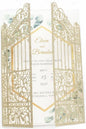 MillaSaw Glittery Gold Gate Laser Cut Invitation Card For Wedding Engagement Bridal Shower Quinceanera 25Pcs (4.9"x7.1", Gold)
