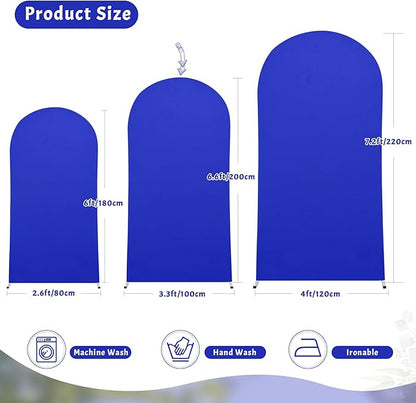 7.2FT Royal Blue Arch Backdrop Cover - Polyester Fitted Wedding Arch Stand Covers Round Top Chiara Arch Backdrop Cover for Birthday Party Banquet Photo Background Decoration