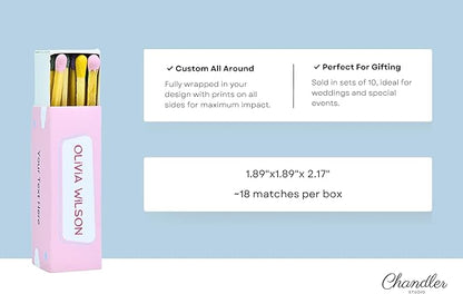 Customizable Baby Shower Matchboxes – Set of 10 – Cute Baby Design – Colorful Matchsticks – Perfect for Baby Shower Favors (2" Matchsticks, Baby #1)