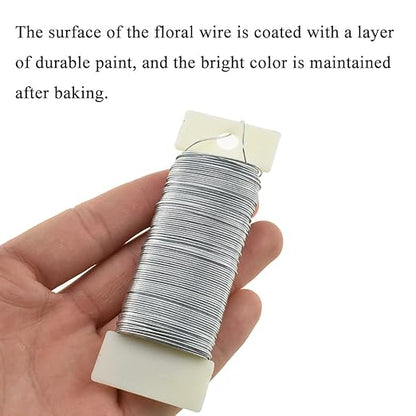 HAHIYO 22Gauge Silver Flexible Metal Floral Wire - 3 Rolls Total 115 Yards (345 Feet) for Crafts, Christmas Wreaths, Tree, Flower Arrangement, Bouquet Wrapping, Wedding DIY