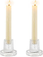 Romadedi Glass Candle Holder for Candlestick - 2Pcs Clear Tapered Wedding Decor Table Centerpiece for Candle Sticks Christmas Party Living Room Dinner Advent Decoration