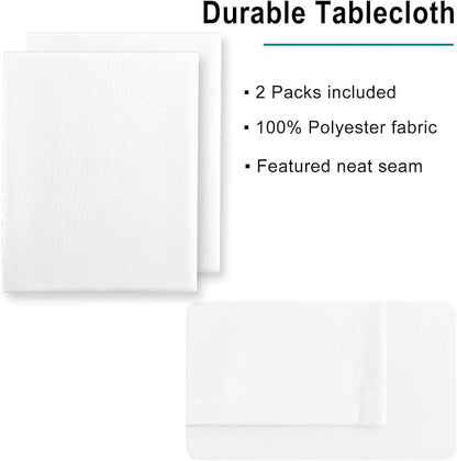 Hiasan 2 Pieces White Rectangle Tablecloth - Waterproof and Spillproof Restaurant Washable Polyester Table Cloth for Dining Room, 30 x 60 Inch