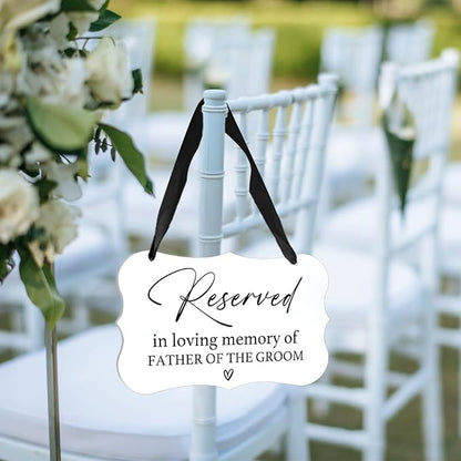 Acrylic Wedding Sign, Ring Bearer Sign, Reserved Seating Signs, for Father of The Groom, Rustic Wedding Decor Signs, Acrylic Wall Art With Ribbon for Chairs Weddings Decor and Event Party (White)