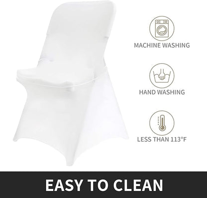 Peomeise Stretch Spandex Folding Chair Cover for Wedding Party Dining Banquet Event (Ivory,6pcs)