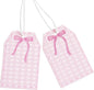 100Pcs Coquette Pink Bow Gift Tags with String Pink Buffalo Plaid Large Gift Tag with 65Ft White String Paper Gift Tag for Coquette Bow Baby Shower Birthday Bachelorette Wedding Gift Wrap Tag