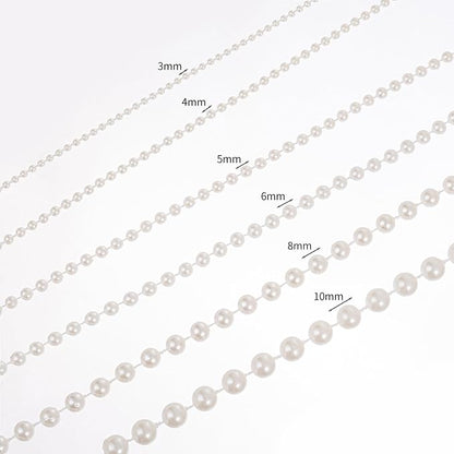 4mm Crafts Faux Pearl Beads Garland Pearl Bead Roll Strand of Pearls to Decorate Floral Centerpieces Wedding Party Favor Christmas Tree(131 Feet Silver)