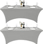 112 2-Pack 6ft Spandex Table Covers for Rectangle Standard Folding Tables - Wrinkle Resistant Stretch Tablecloths - Ultimate Fitted Table Protector for Parties, Banquet, and Wedding