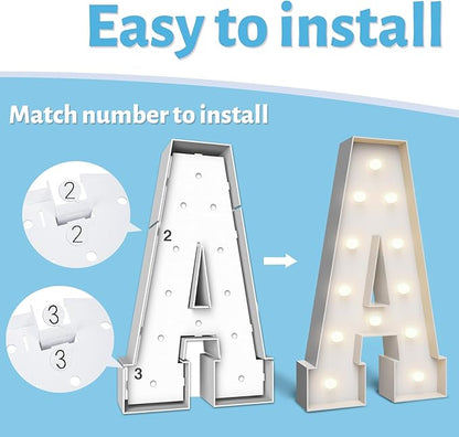 4FT Marquee Light Up Letters O,Party Decoration Large Marquee Light Up Letters with Weighted Water Bag,Pre-cut Foam Board Set Can Be Used for Birthdays,Weddings,Baby Anniversaries