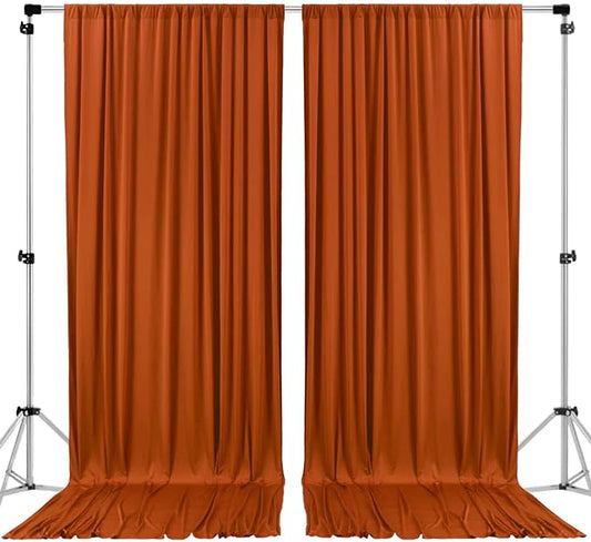 AK TRADING CO. 10 feet x 10 feet Rust IFR Polyester Backdrop Drapes Curtains Panels with Rod Pockets - Wedding Ceremony Party Home Window Decorations