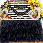 Luxury Organza Mesh Table Skirt Draping Floating Romance - Perfect for Bridal Showers, Birthday Weddings - Clear Flowing Decoration for a Wonderful Main Cake Table (Black-6ft, 72" L×30" H)