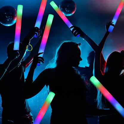 32 PCS LED Foam Glow Sticks Bulk, Glow in The Dark Party Supplies with 3 Modes Colorful Flashing, Glow Sticks Bulk Party Pack for Wedding, Concert, Raves, Events, Birthday