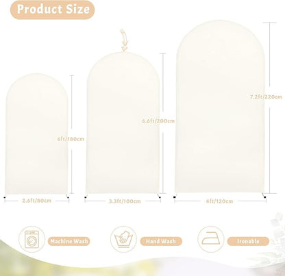 6.6FT Ivory Arch Backdrop Cover - Polyester Fitted Wedding Arch Stand Covers Round Top Chiara Arch Backdrop Cover for Birthday Party Banquet Photo Background Decoration