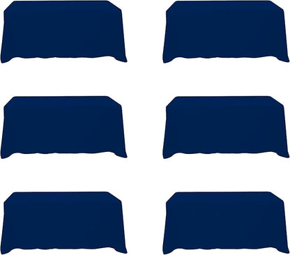 BRILLMAX 6 Pack Navy Blue Tablecloths for 6 Foot Rectangle Tables 90 x 132 Inch - 6ft Rectangular Bulk Linen Polyester Fabric Washable Cloth Cover for Wedding Reception Banquet Birthday Party