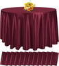 fani 12 Pack 120 Inch Burgundy Satin Tablecloth - Premium Bright Silky Round Tablecloth Overlay Smooth Fabric Table Cover, Table Decoration for Wedding Party Banquet Events Restaurant Kitchen Dining