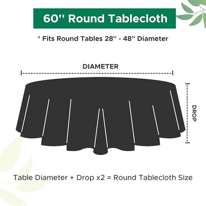 Biscaynebay Textured Fabric Round Tablecloths 60" for Round Tables diameters from 28" to 48", Light Blue Water Resistant Folding Table Covers Washable for Dining, Kitchen, Wedding, Parties etc