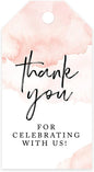 Andaz Press 100-Pack Thank You for Celebrating with Us Favor Tags Coral Brushed Watercolor Cardstock Gift Tags with Bakers Twine for Wedding Baby Shower Bridal Shower Party Favors 2 x 3.75-Inches
