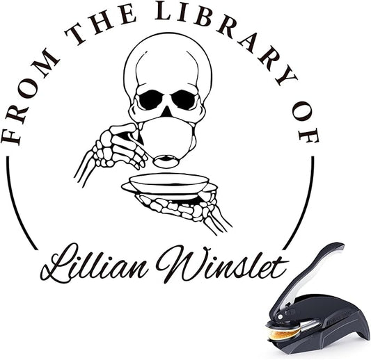 Personalized Book Embosser - Custom Embosser Stamp Gifts for Book Lovers, Readers, Home, Office & Library Collections (Coffee-32)