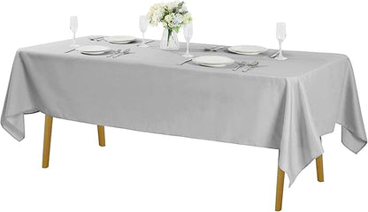 Rectangle Tablecloth 60x120 inch Washable Polyester Fabric Table Cloth for Wedding Party Dining Banquet Decoration（60x120, Silver）