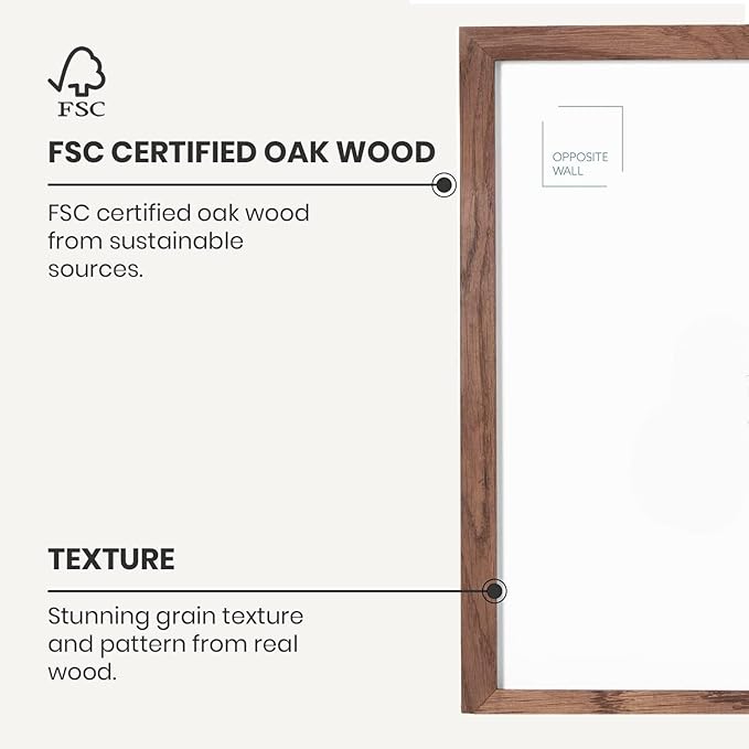 Opposite Wall - 20x24 in - Dark Solid Oak Wood Picture Frame - Lightweight, Versatile & Shatterproof - Wall Hanging Poster or Photo Frame - Wall Decor for Office, Gallery & Home