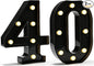 Pooqla Decorative Led Light Up Number Letters, Black Plastic Marquee Number Lights Sign for 40th Birthday Party Wedding Decor Battery Operated Black Number 40