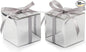 COTOPHER 60pcs Small Gift Boxes, Favor Boxes 2x2x2 inches Paper Gift Boxes with Ribbons Candy Box for Wedding Favors Baby Shower Bridal Shower Birthday Party (60 Metallic Silver)