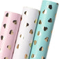 Ribbli Birthday Wrapping Paper Heart Foil Mini Roll Gift Wrap for Women Girls Anniversary Mother's Day Valentine’s Day Wedding 17 inch x 120 inch(10feet) Per Roll