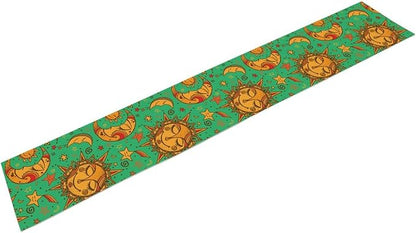 Boho Moon Table Runner, Phase of The Moon Star Sun Cartoon Pattern Table Runner for Kitchen Living Room Home Party 13x70 Inch