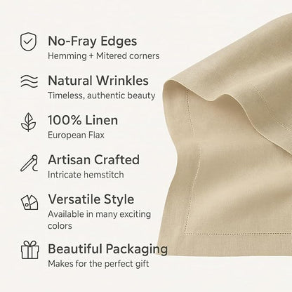Linen Table Runner 14 x 120 Inch Long - 100% Pure Linen Christmas Sage Green Table Runner - Cloth Fabric Hemstitch Runner for Thanksgiving, Christmas, Winter, New Year - Elara