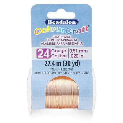 Beadalon ColourCraft Wire, 24 Gauge, Copper Color, 30 yd Spool